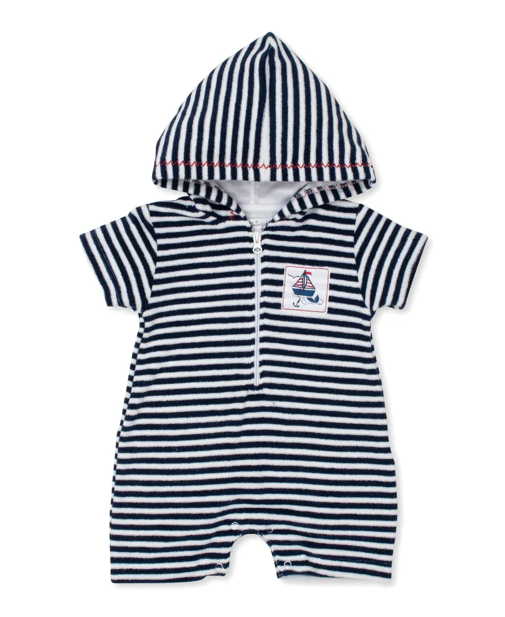 Kissy Kissy Sails n Whales Stripe Terry Romper