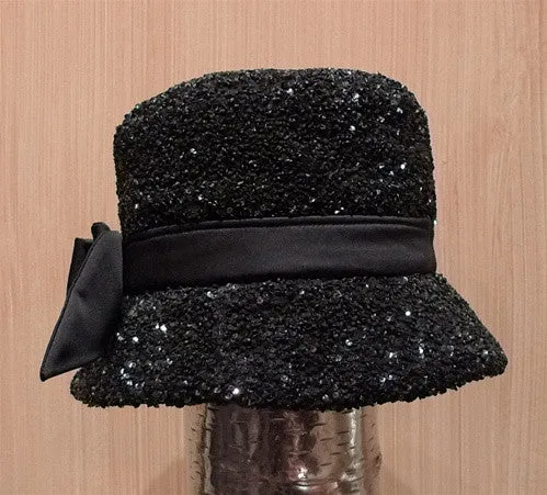 Kokin Sequined Bucket Hat in Black