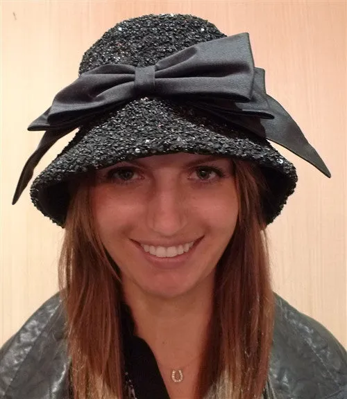 Kokin Sequined Bucket Hat in Black