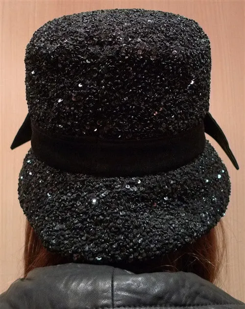 Kokin Sequined Bucket Hat in Black