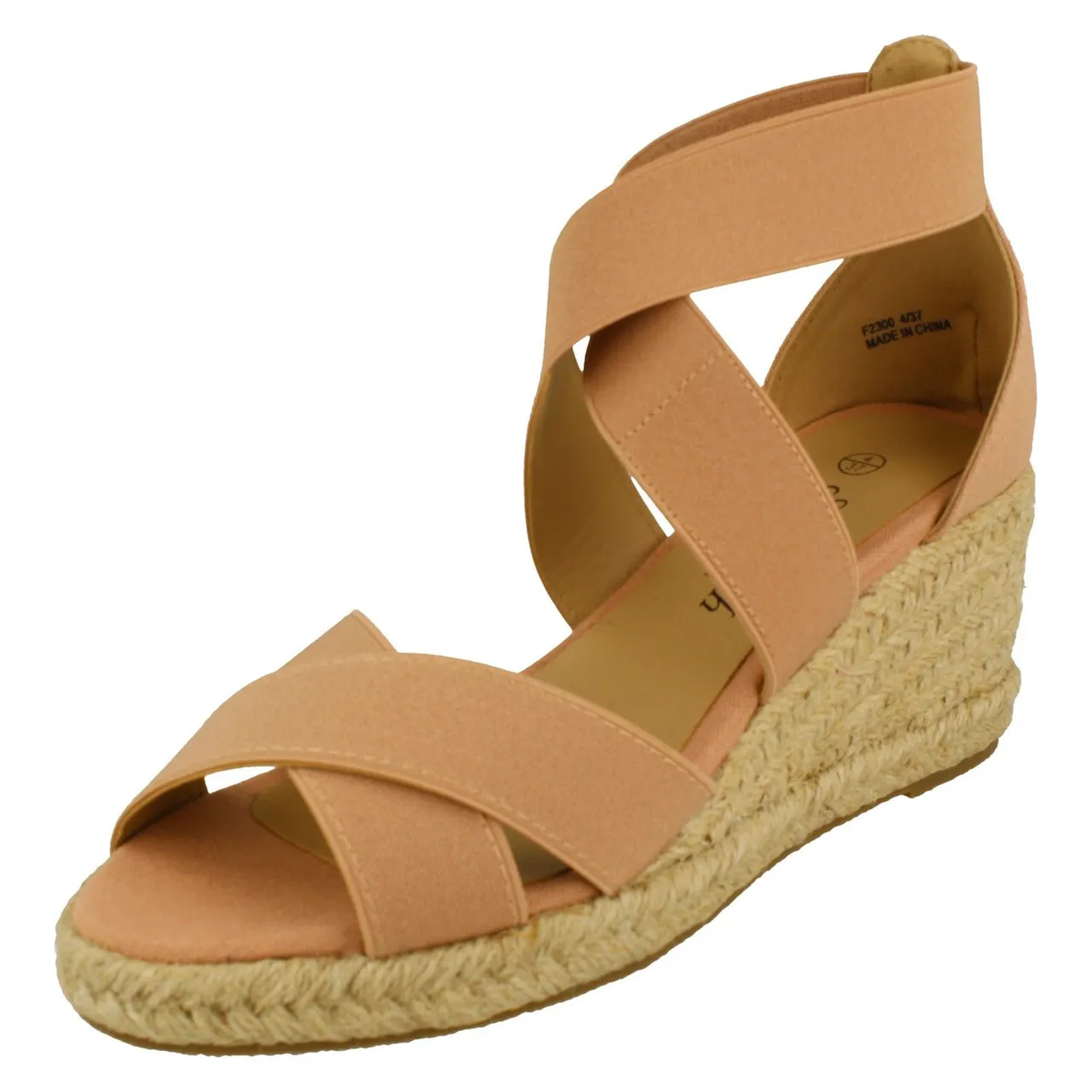 Ladies Savannah Elasticated Strap Wedge Heeled Sandals F2R300