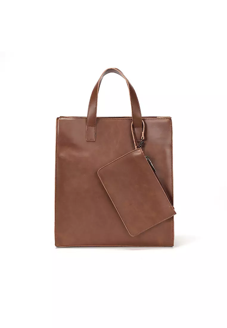 Lara Men's Vintage Leather Handbag - Brown