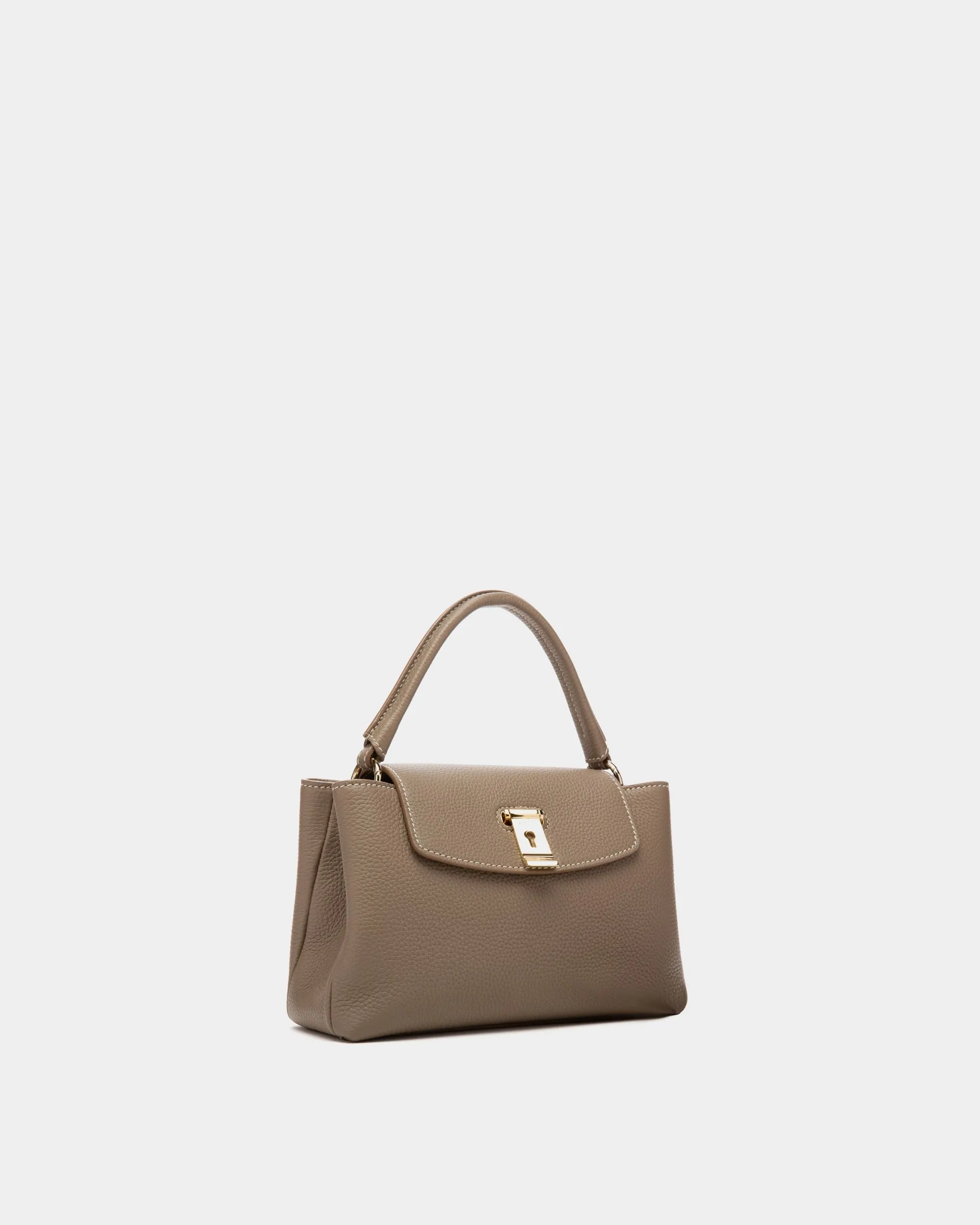 Layka Leather Top Handle Bag In Light Brown