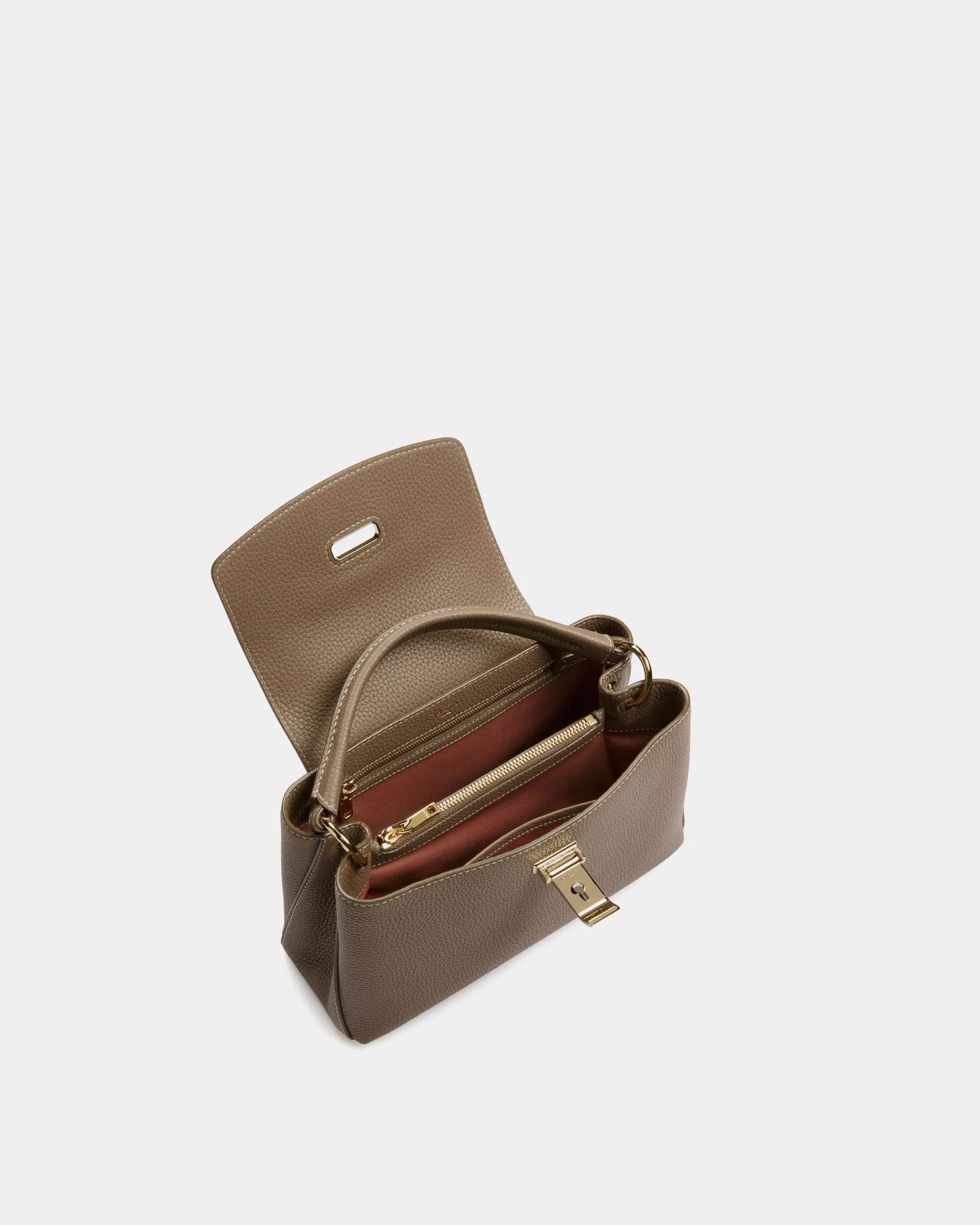 Layka Leather Top Handle Bag In Light Brown