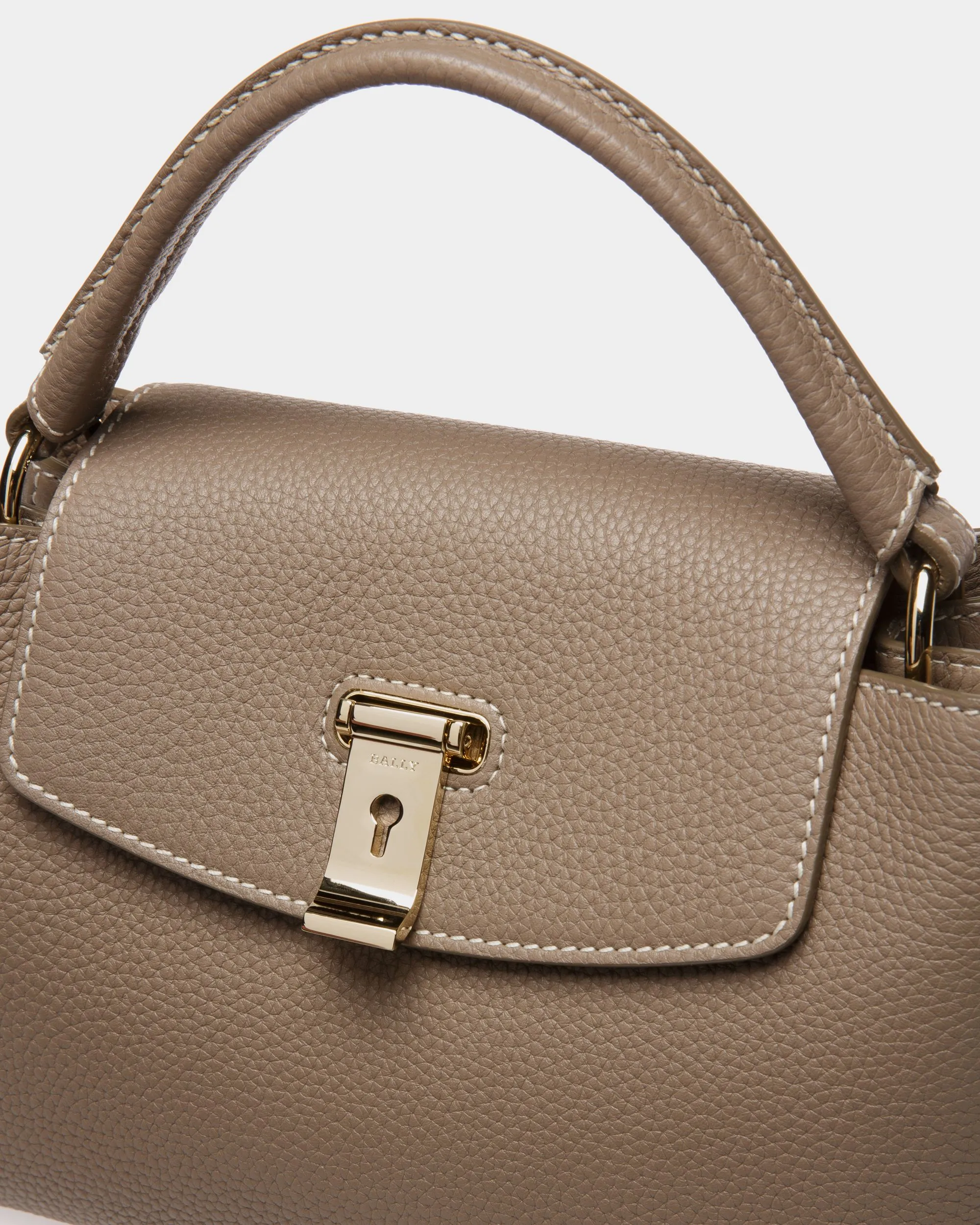 Layka Leather Top Handle Bag In Light Brown