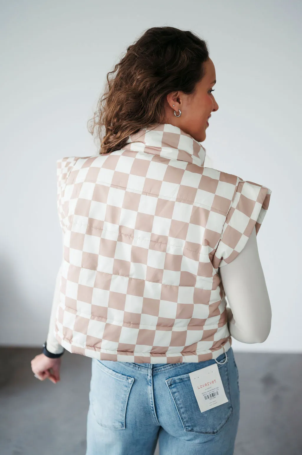 Lea Check Cropped Puffer Vest