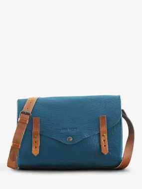 leather woman shoulder bag Blue - L'Indispensable Pool Blue | PAUL MARIUS