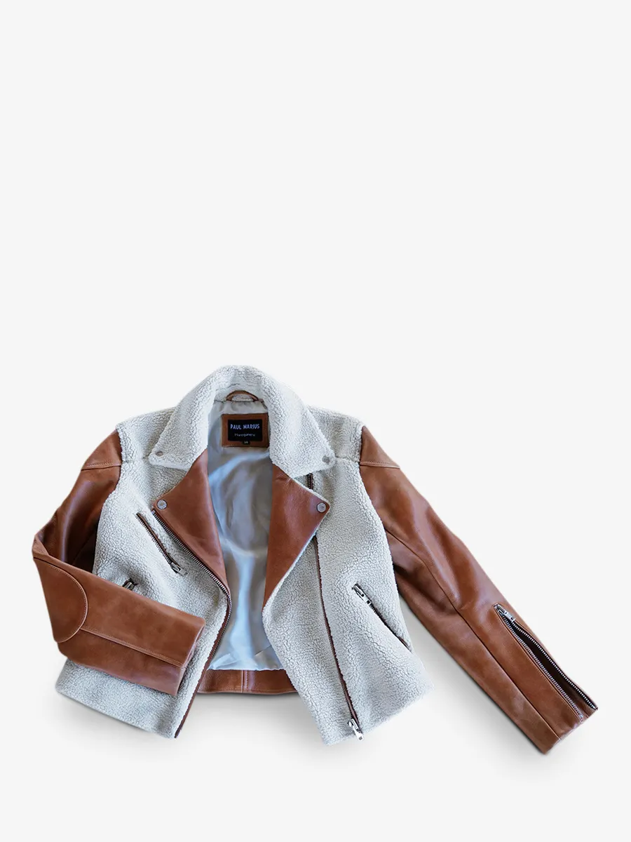 leather women jacket perfecto Brown - LePerfecto Oil Light Brown | PAUL MARIUS