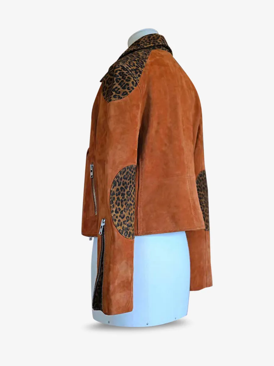 leather women jacket perfecto Leopard,Brown - LePerfecto Leopard Light Brown Cognac | PAUL MARIUS