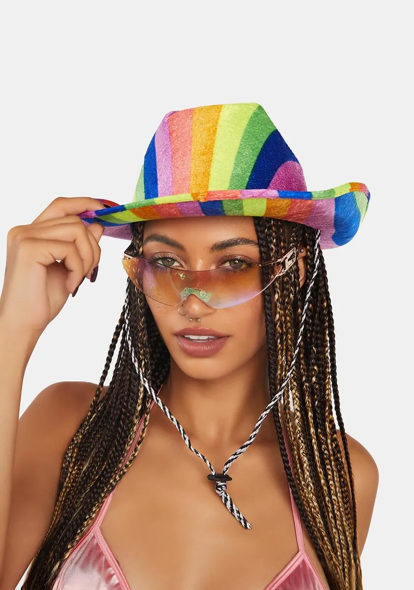 Let's Mount Up Rainbow Cowboy Hat-