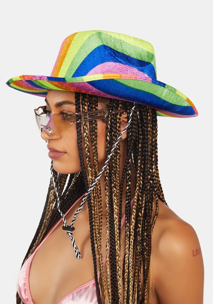 Let's Mount Up Rainbow Cowboy Hat-