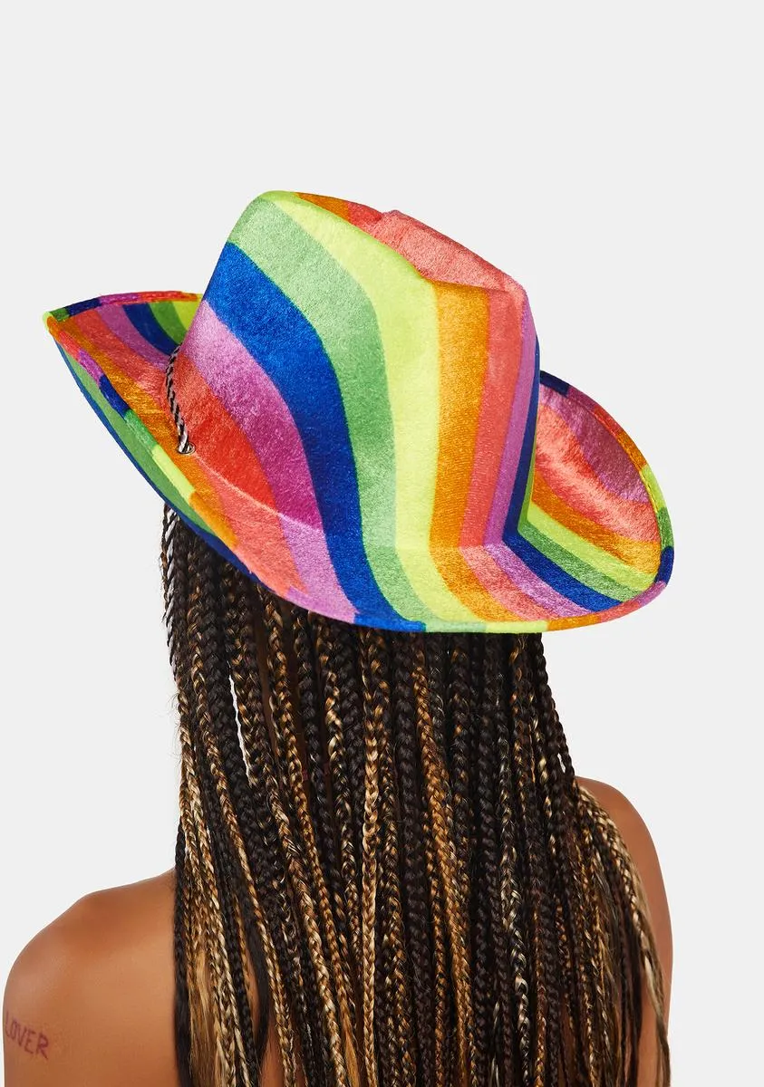 Let's Mount Up Rainbow Cowboy Hat-