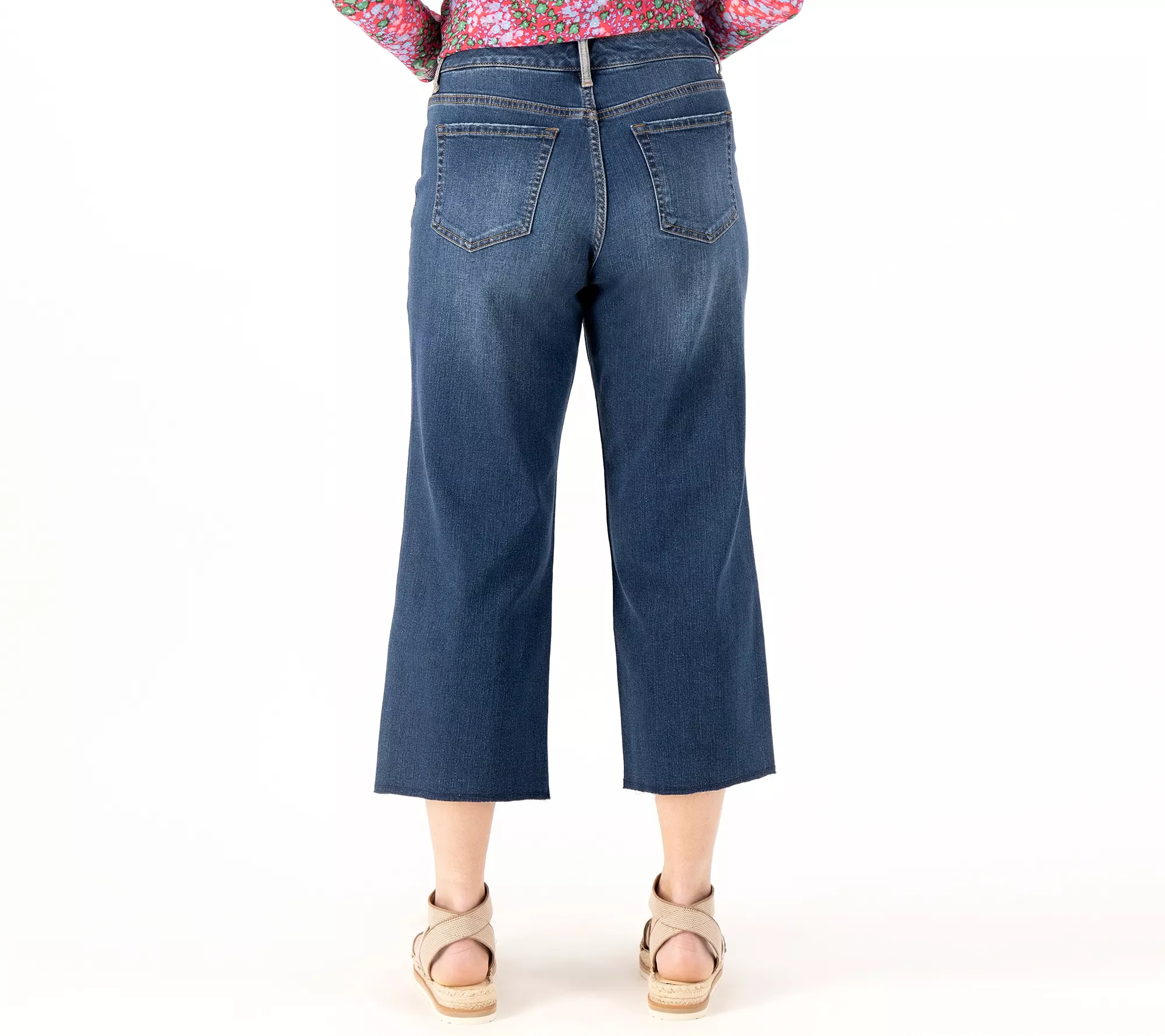 LOGO by Lori Goldstein Petite Wide Leg Jeans with Button Fly