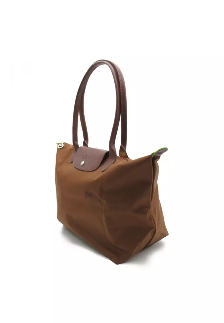 Longchamp Pre-loved LONGCHAMP Le Preage green L Shoulder bag Shoulder bag others Recycled Polyamide Canvas Brown Cognac