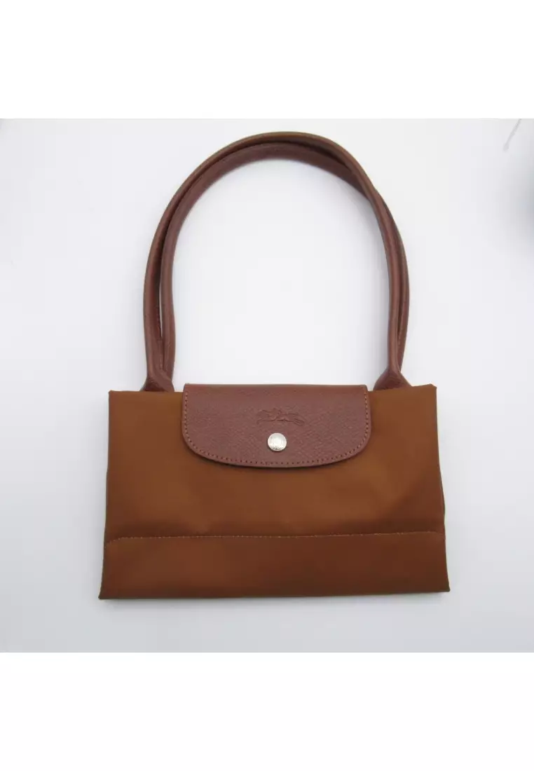 Longchamp Pre-loved LONGCHAMP Le Preage green L Shoulder bag Shoulder bag others Recycled Polyamide Canvas Brown Cognac