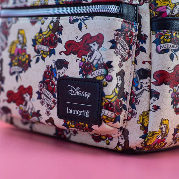 Loungefly x Disney Princesses Tattoo All Over Print Mini Backpack