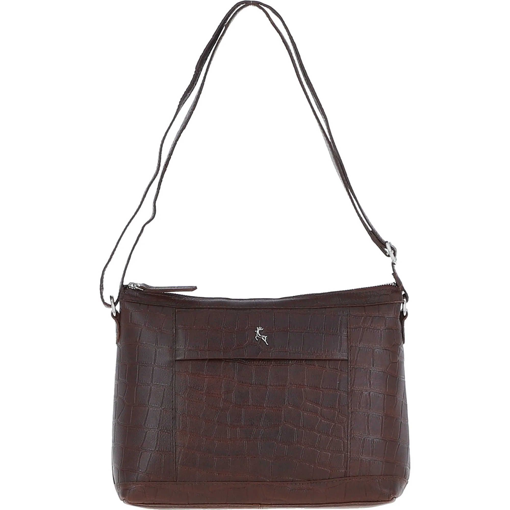 Luxury Croc Print Leather Shoulder Bag Brandy/croc: MC1