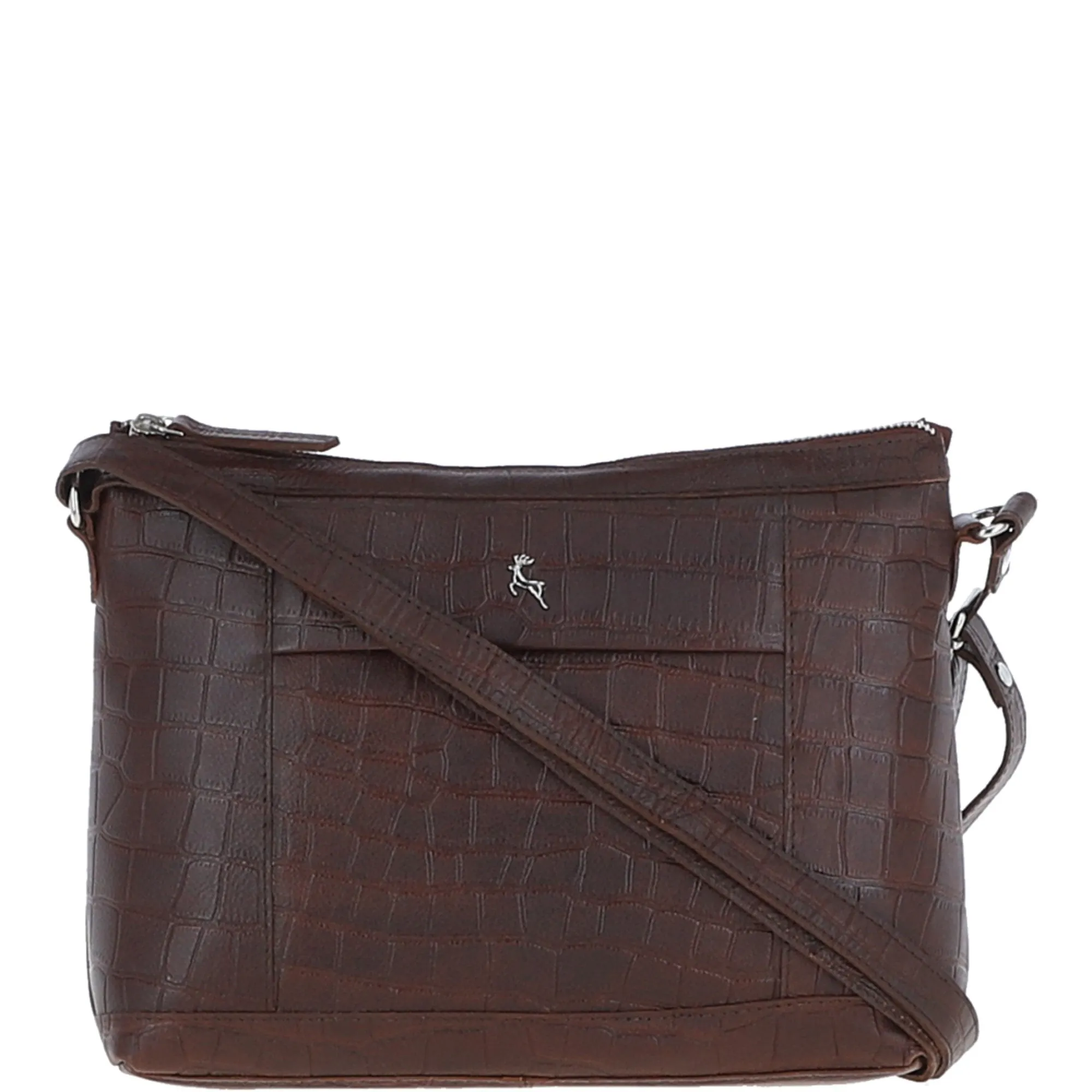 Luxury Croc Print Leather Shoulder Bag Brandy/croc: MC1