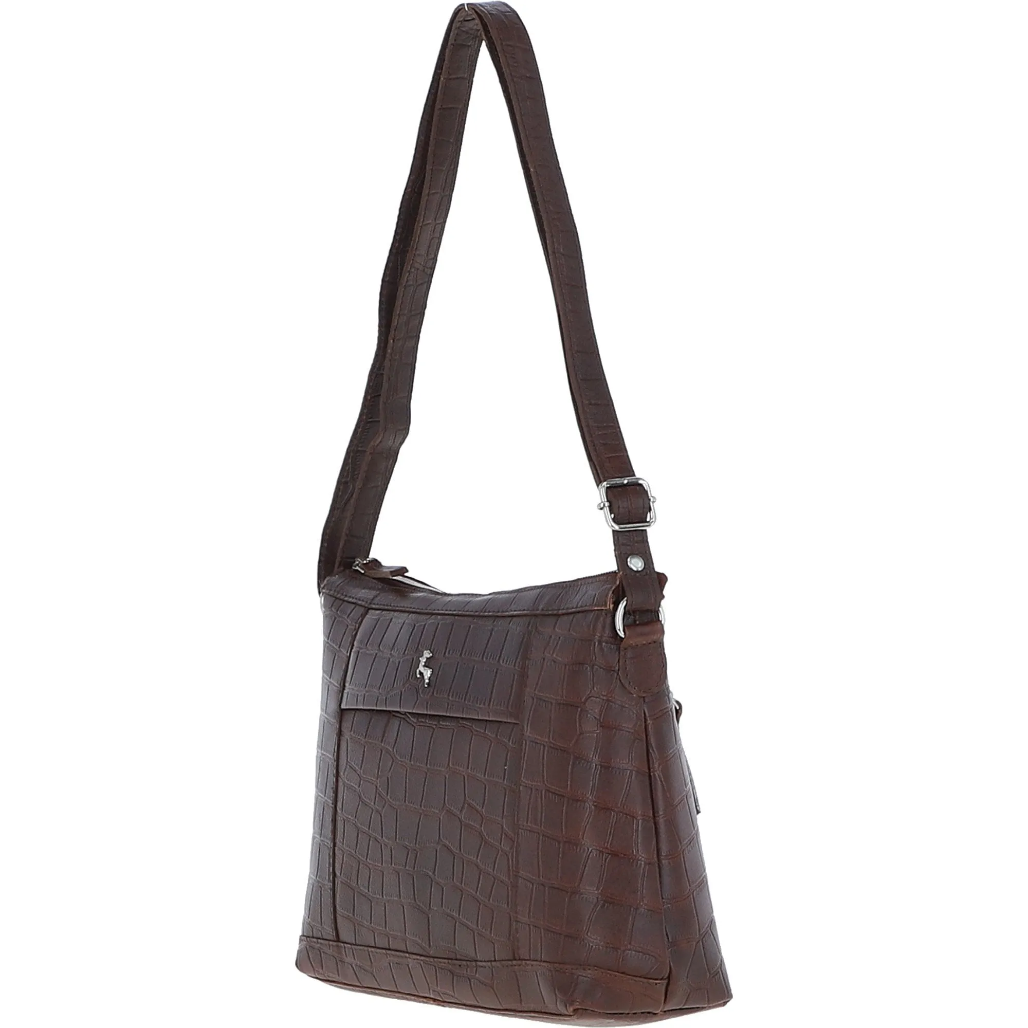 Luxury Croc Print Leather Shoulder Bag Brandy/croc: MC1