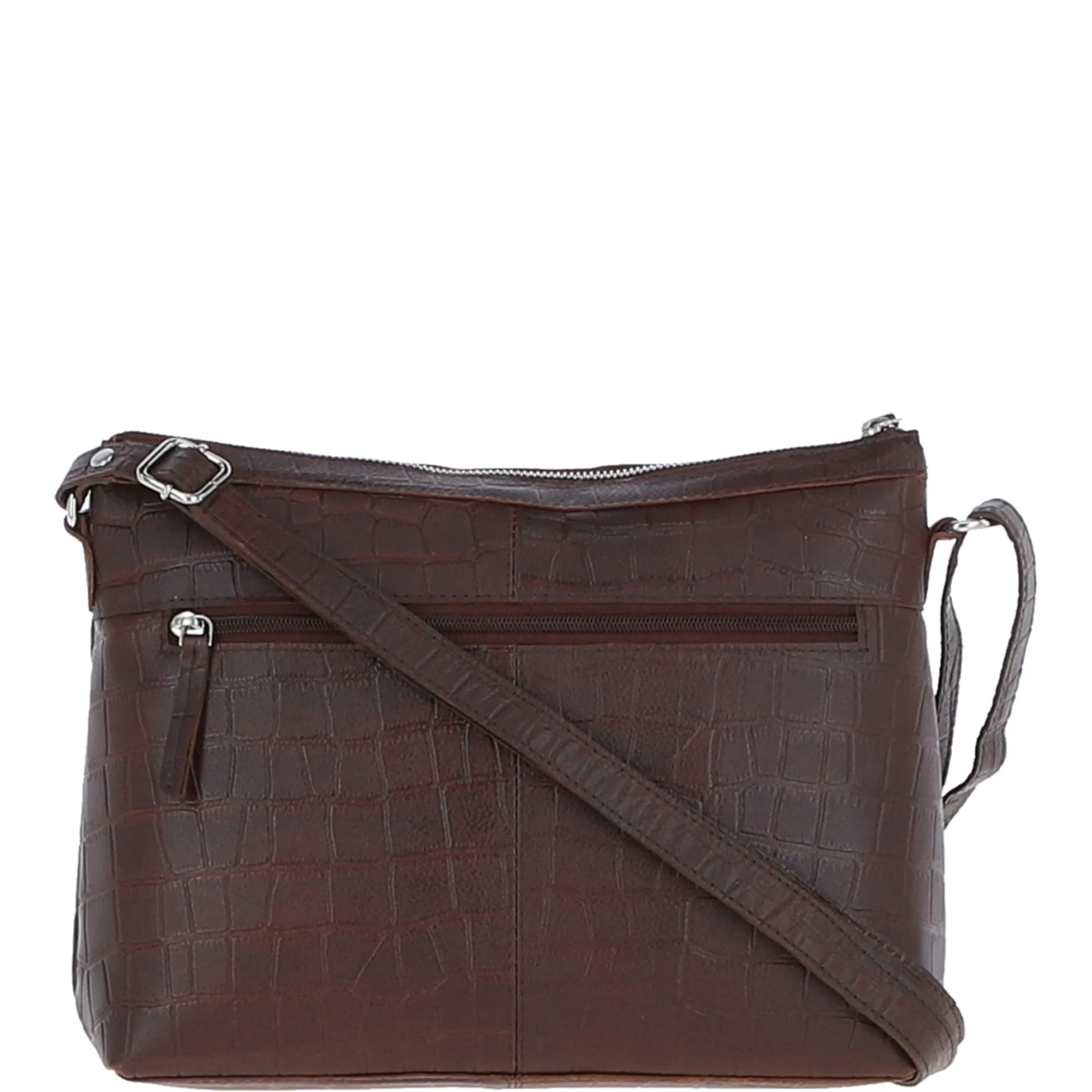 Luxury Croc Print Leather Shoulder Bag Brandy/croc: MC1