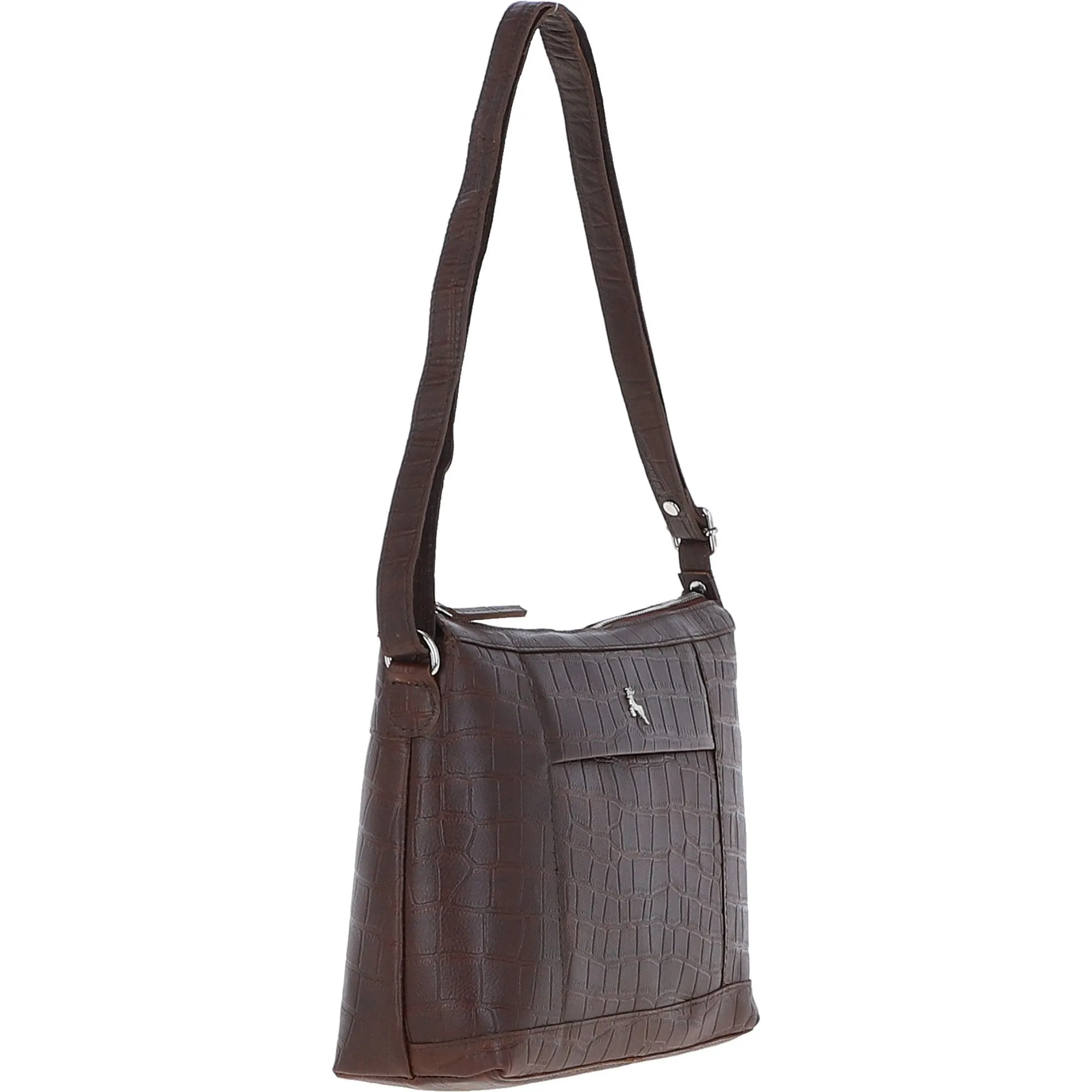 Luxury Croc Print Leather Shoulder Bag Brandy/croc: MC1