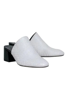 M. Gemi - White & Black Snake Textured Mule Shoes Sz 10