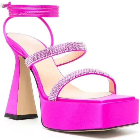 MACH & MACH Devon 140mm crystal-embellished sandals Pink