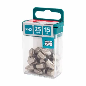 MAKITA Ph2 x 25mm Impact XPS Insert Screwdriver Bit - 15 Piece E-18275