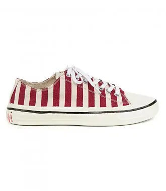 MARNIGOOEY LOW-TOP SNEAKERS IN STRIPED CANVAS WITH MARNI GRAFFITI