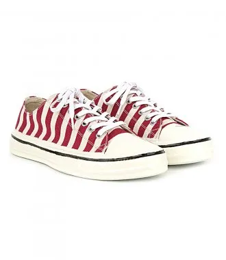 MARNIGOOEY LOW-TOP SNEAKERS IN STRIPED CANVAS WITH MARNI GRAFFITI