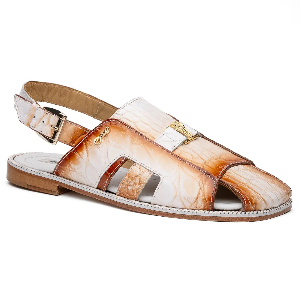 Mauri 1674/5 Barbados Alligator Sandals White / Dirty Cognac