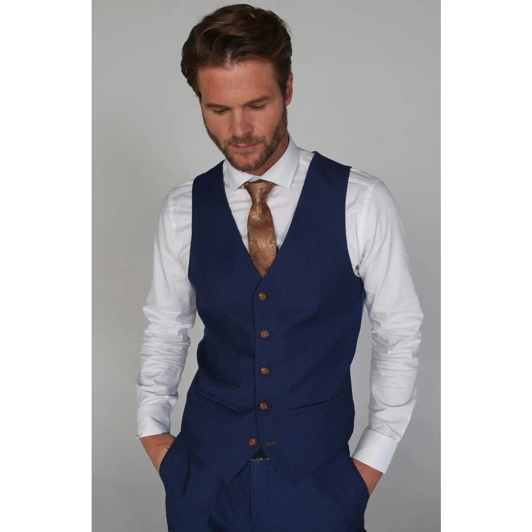 Mayfair- Men's Plain Blue Waistcoat