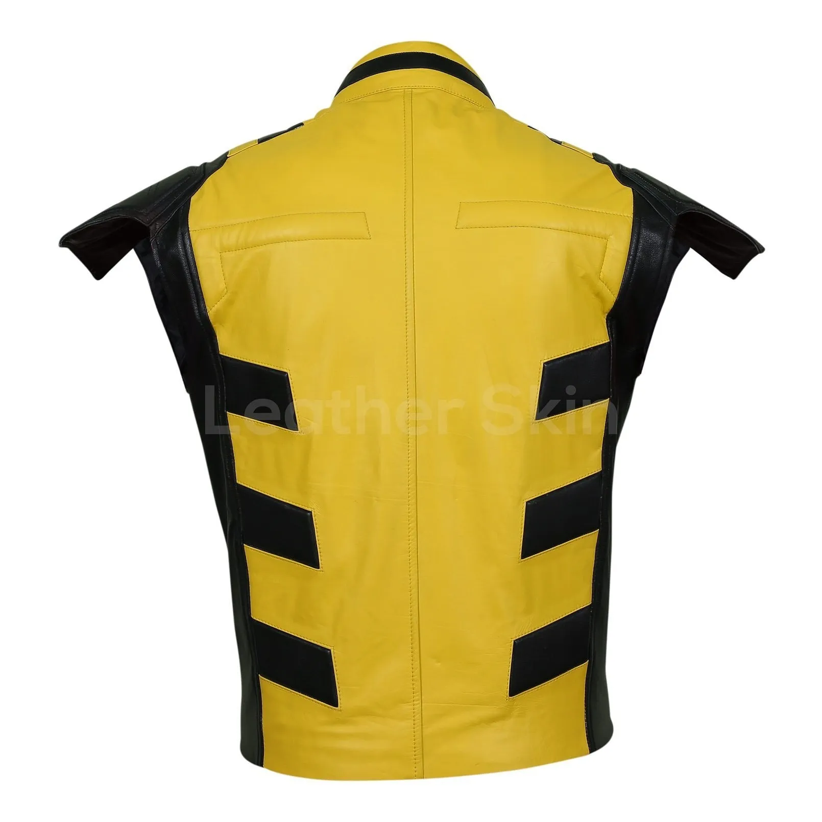 Men Yellow Leather Vest with Shoulder Support - Leather Skin Shop