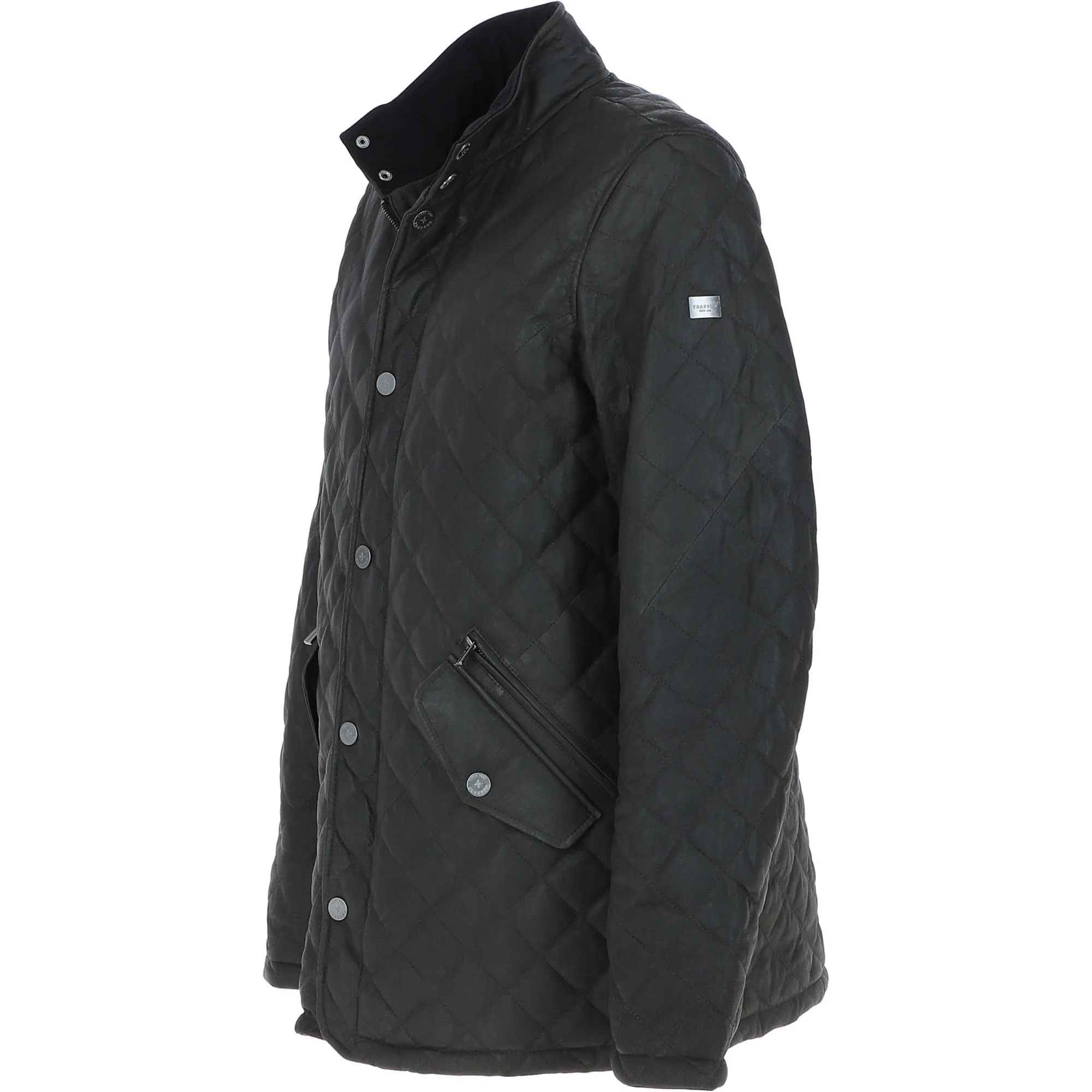 Men's Quilted Leather Jacket Olive: M-14