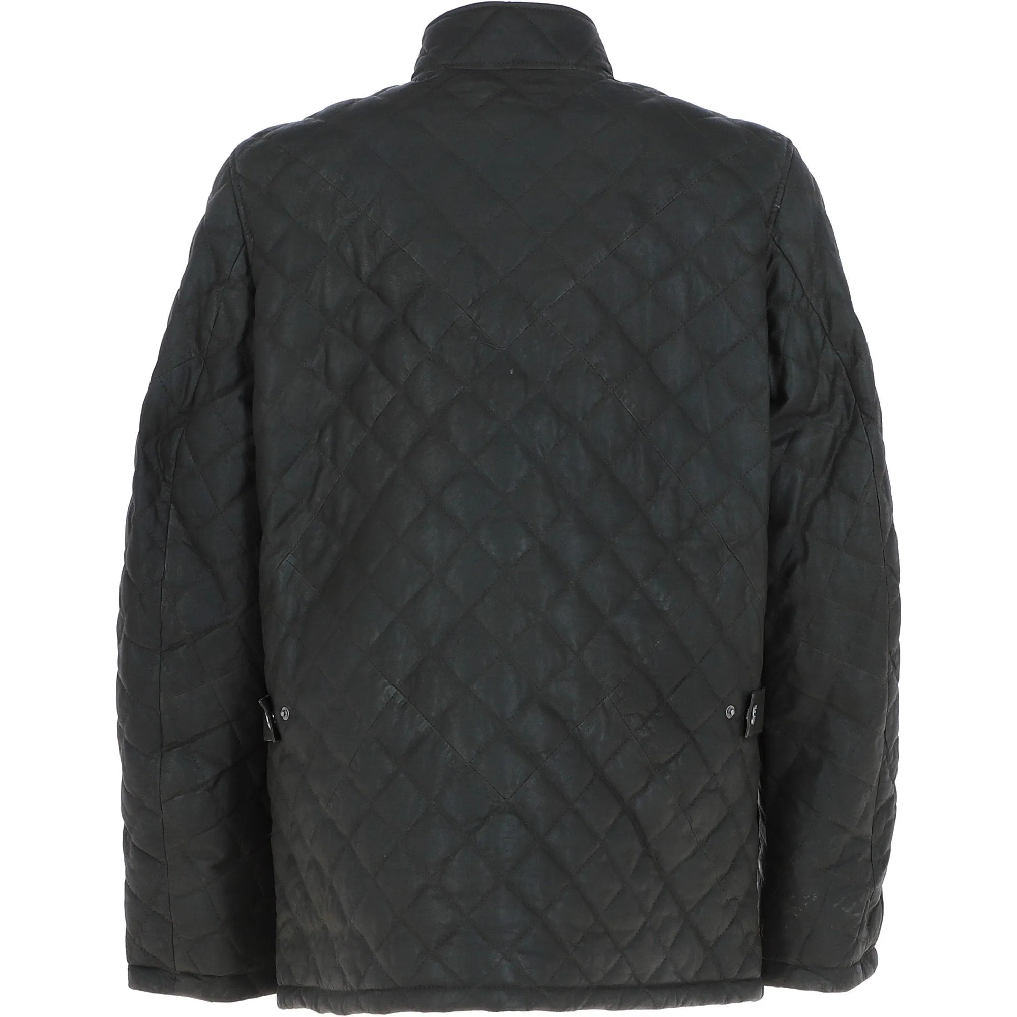 Men's Quilted Leather Jacket Olive: M-14