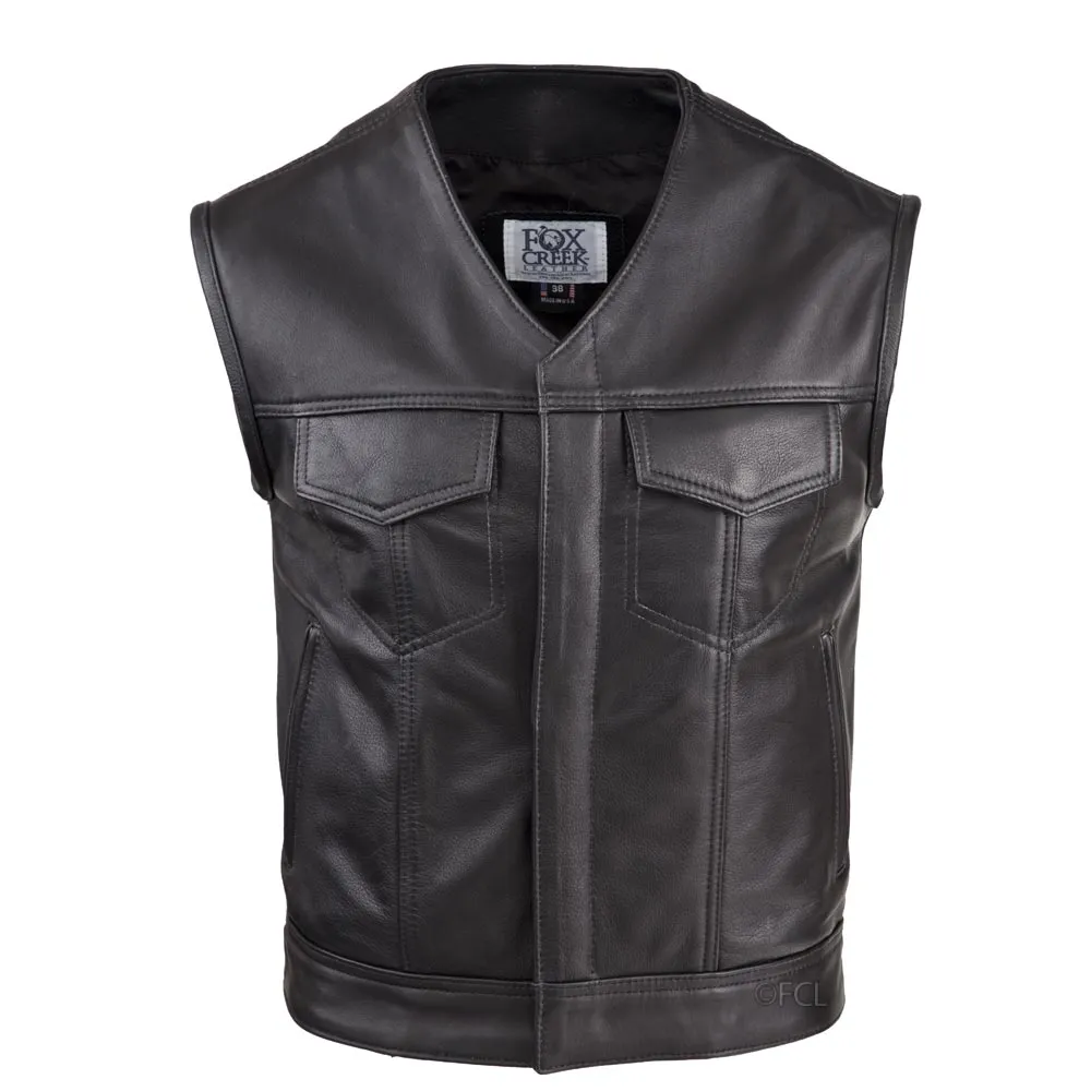 Men's V-Neck Leather Rebel Vest - Horizon Leathers