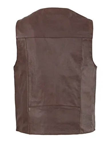 Men's Western Style Leather Vest w/ Buffalo Snaps & Interior Gun Pockets (Brown & Saddle Colors) - Horizon Leathers