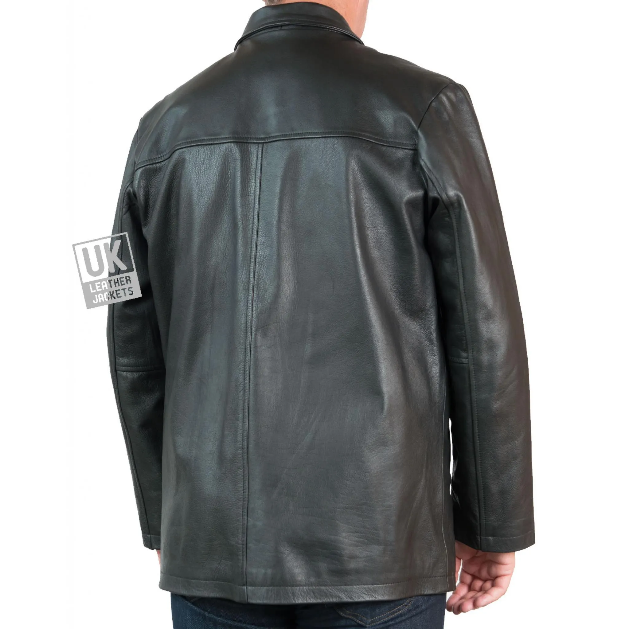 Mens Black Cow Hide Leather Jacket - Hip Length- Kirkwood | Free UK Delivery