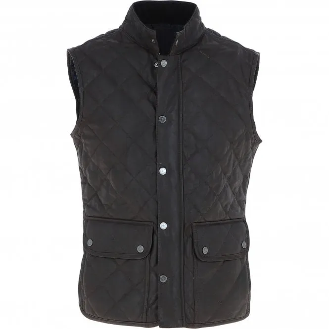 Mens Diamond Quilted Leather Gilet Brown : M-15 vest