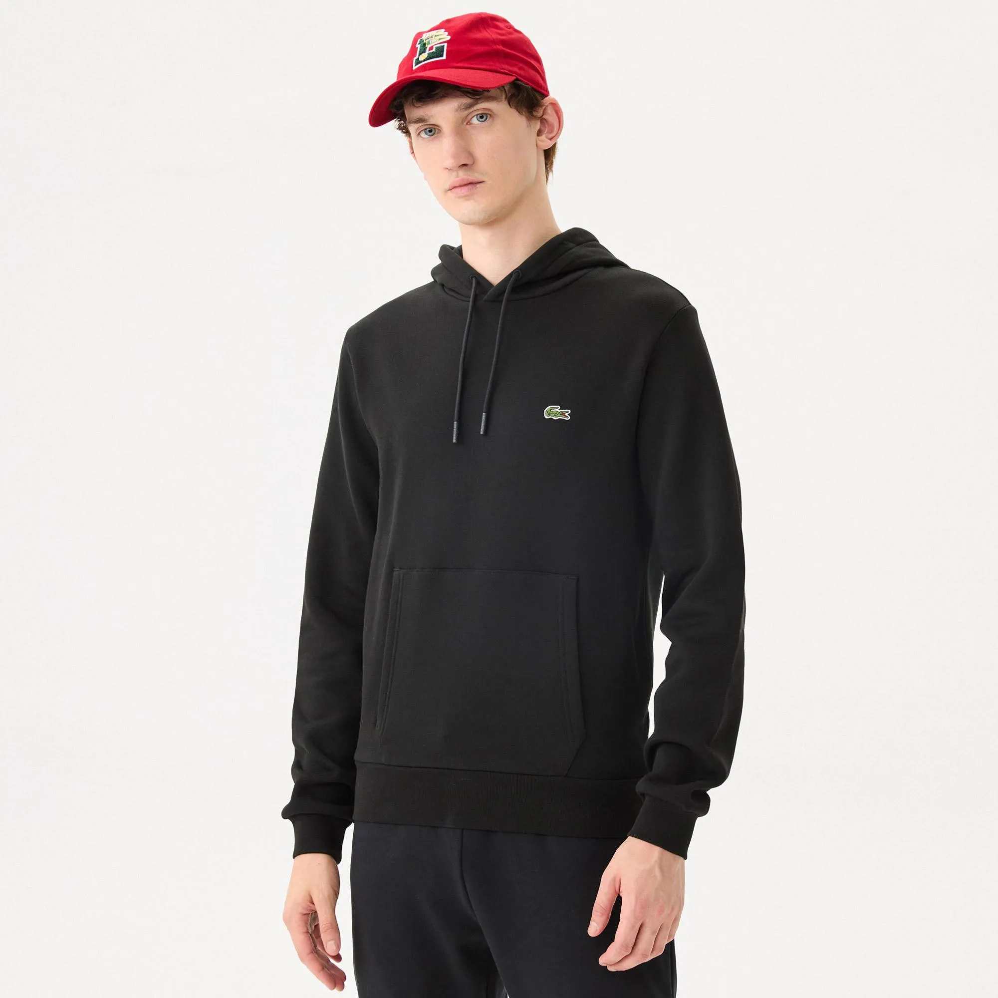 Men's Lacoste Organic Cotton Hooded Sweatshirt Black