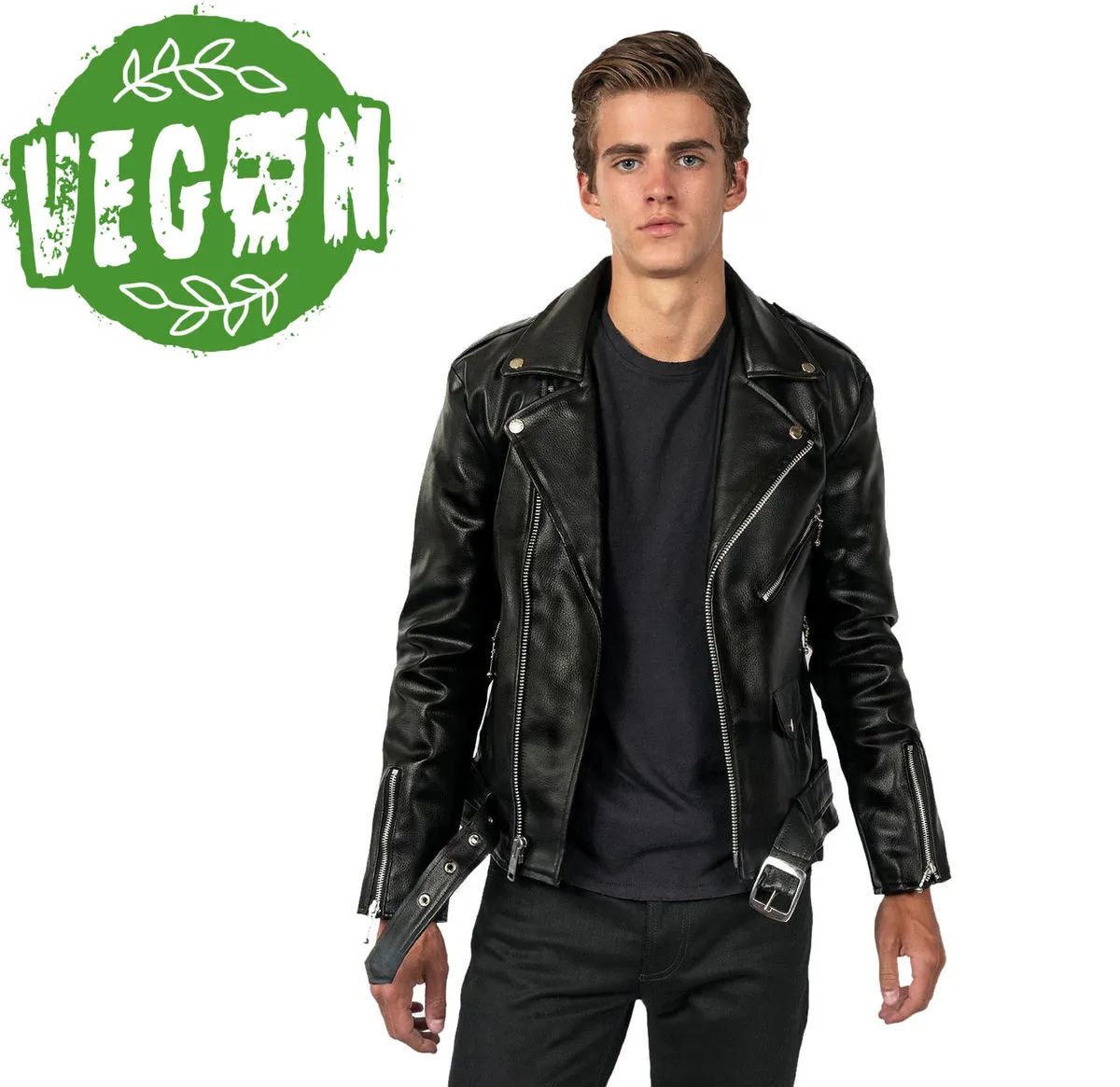 Men's leather jacket  STRAIGHT TO HELL - Vegan Commando II - 51  -  Metal-shop