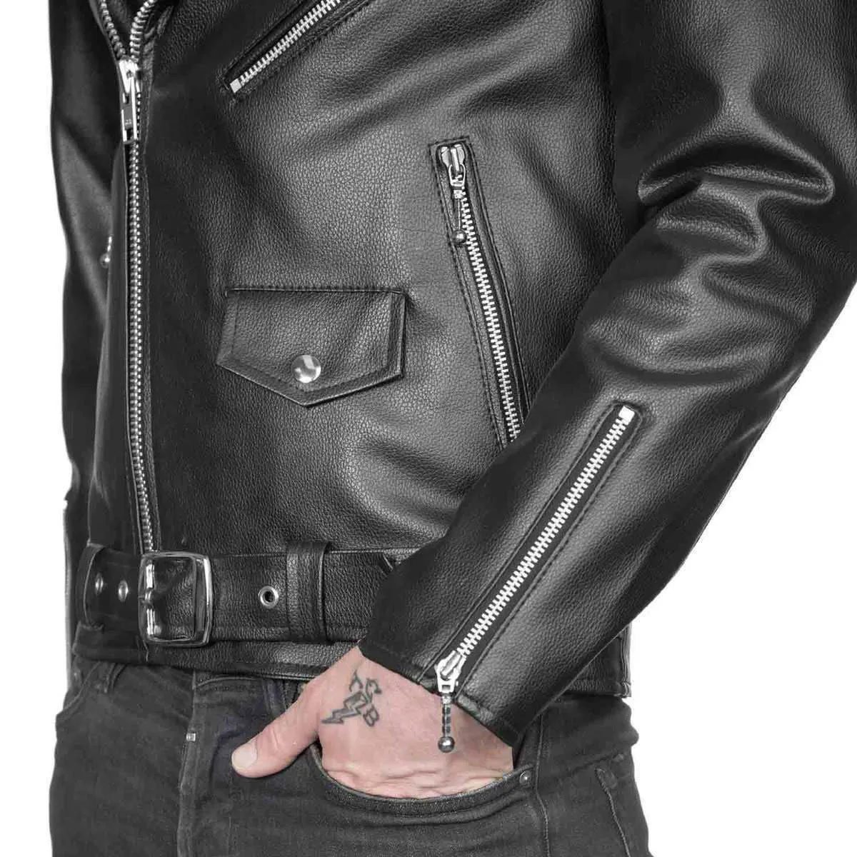 Men's leather jacket  STRAIGHT TO HELL - Vegan Commando II - 51  -  Metal-shop