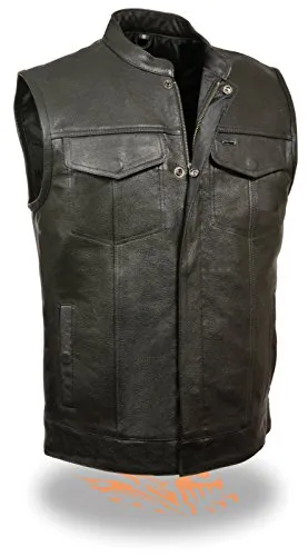 Mens Motorcycle Rider Son of Anarchy Club Leather Club Vest W/Zipper & GUNPOCKET - Horizon Leathers