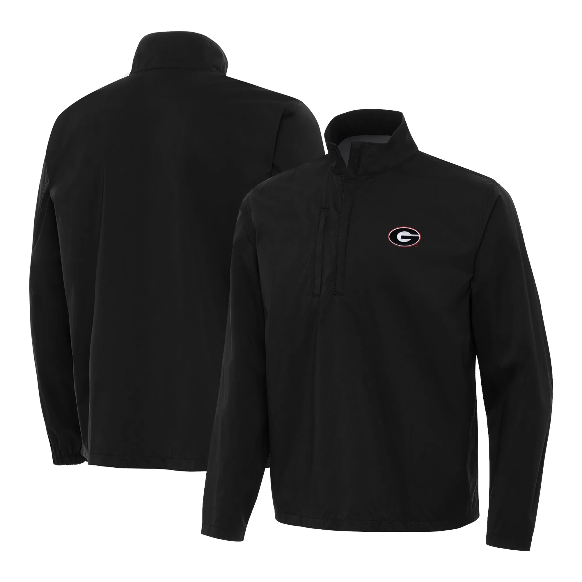 Men's Antigua Black Georgia Bulldogs Brisk Quarter-Zip Pullover Jacket