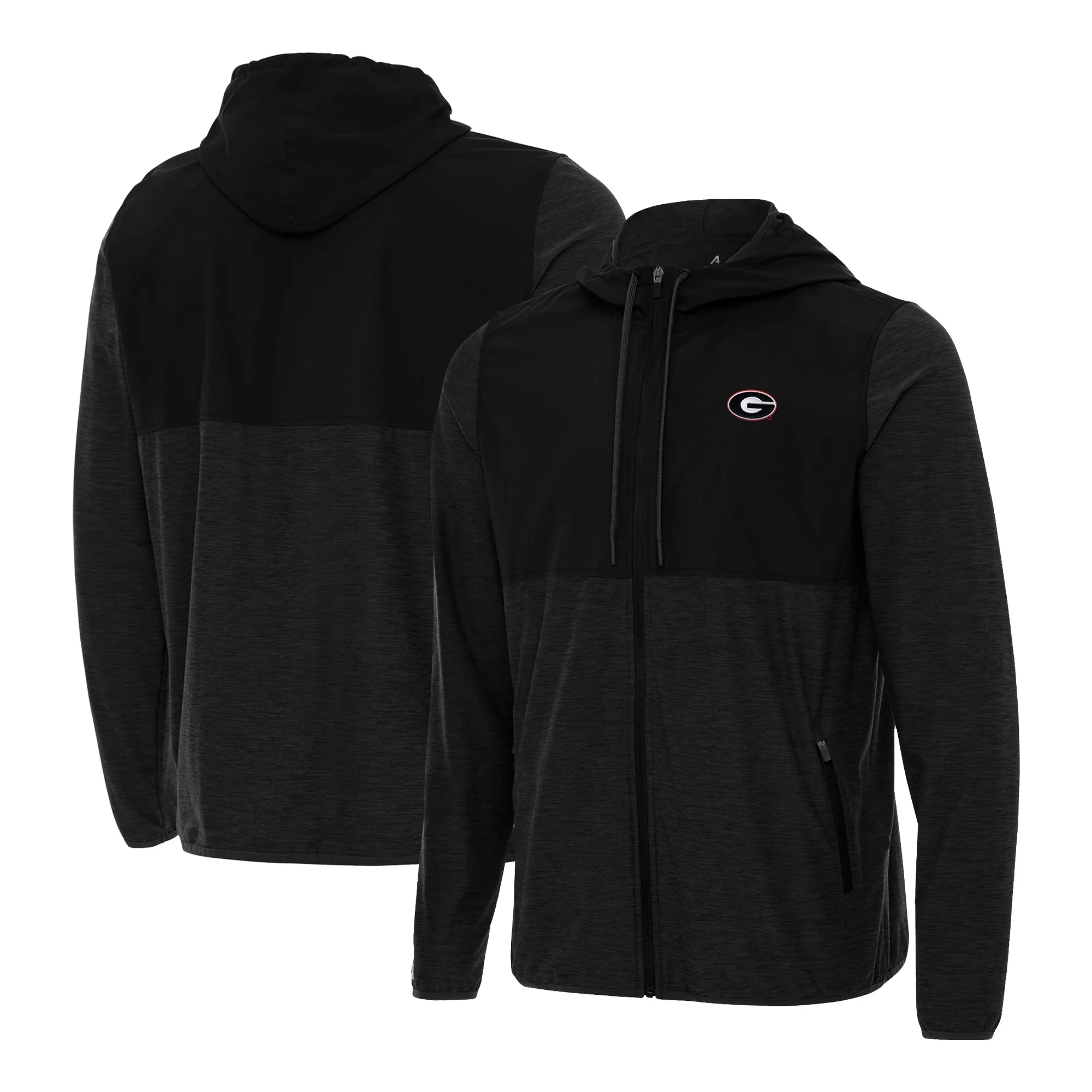 Men's Antigua Black Georgia Bulldogs Sway Full-Zip Hoodie Jacket