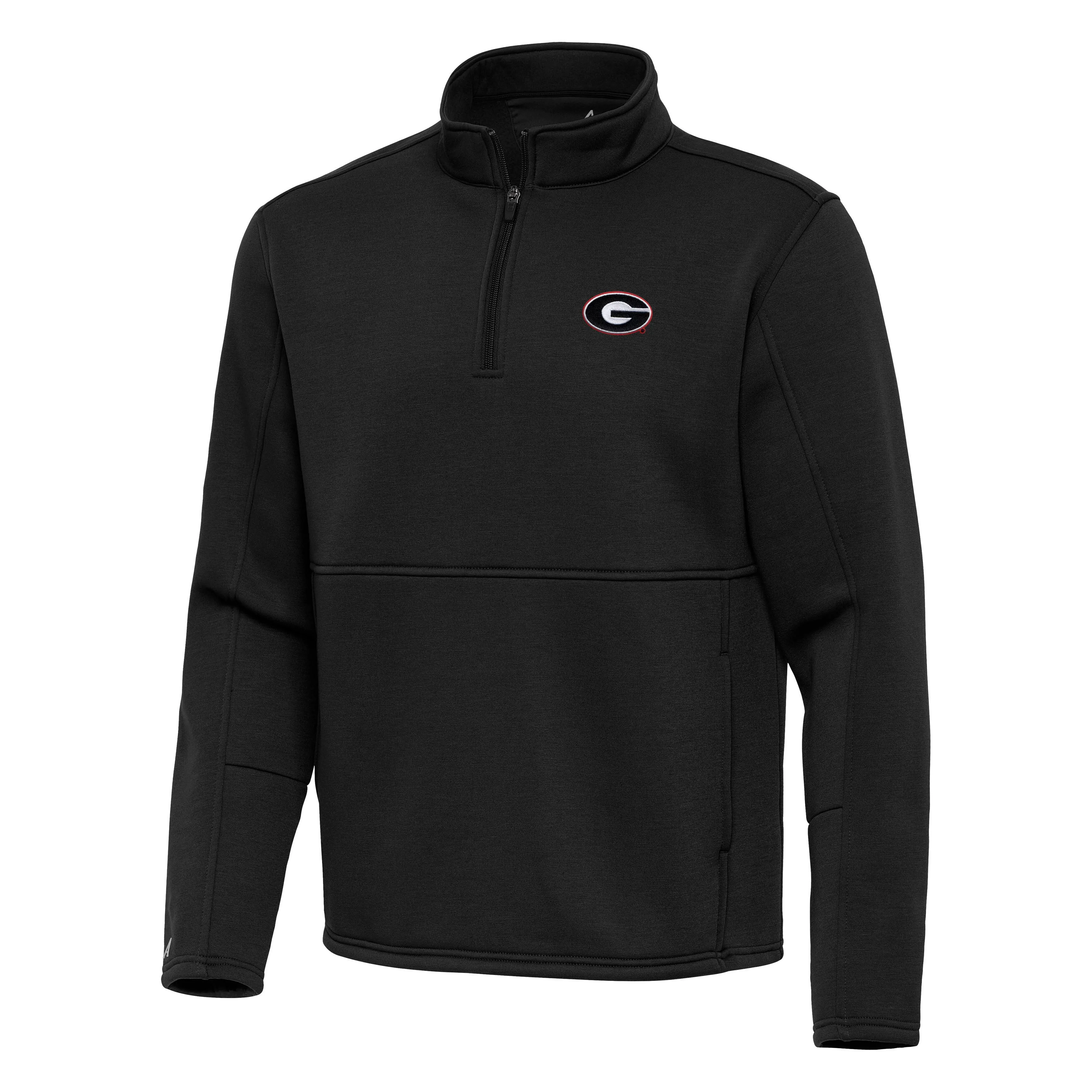 Men's Antigua Black Georgia Bulldogs Twist Quarter-Zip Pullover Jacket