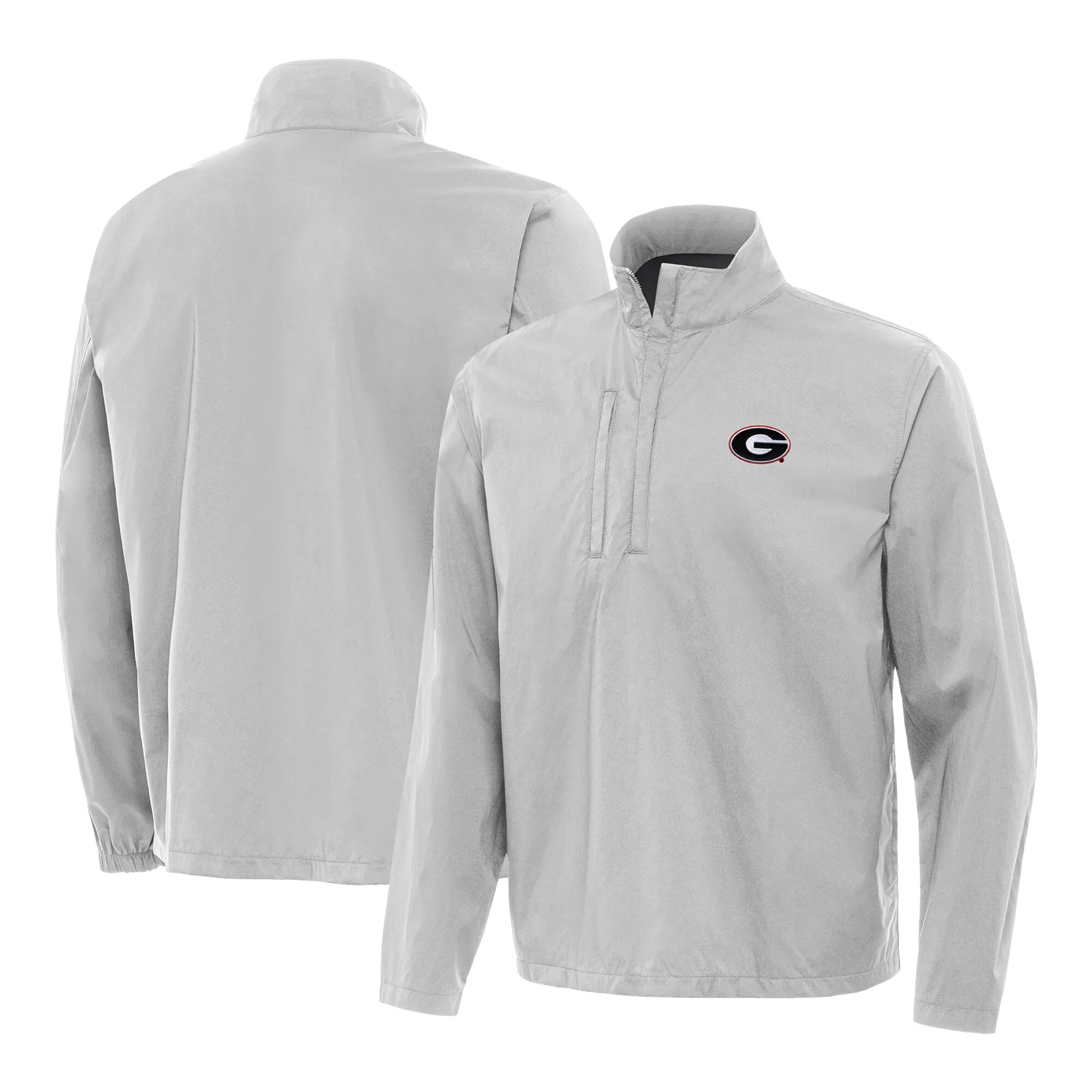 Men's Antigua Stone Georgia Bulldogs Brisk Quarter-Zip Pullover Jacket