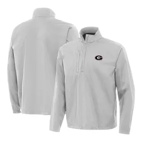 Men's Antigua Stone Georgia Bulldogs Brisk Quarter-Zip Pullover Jacket