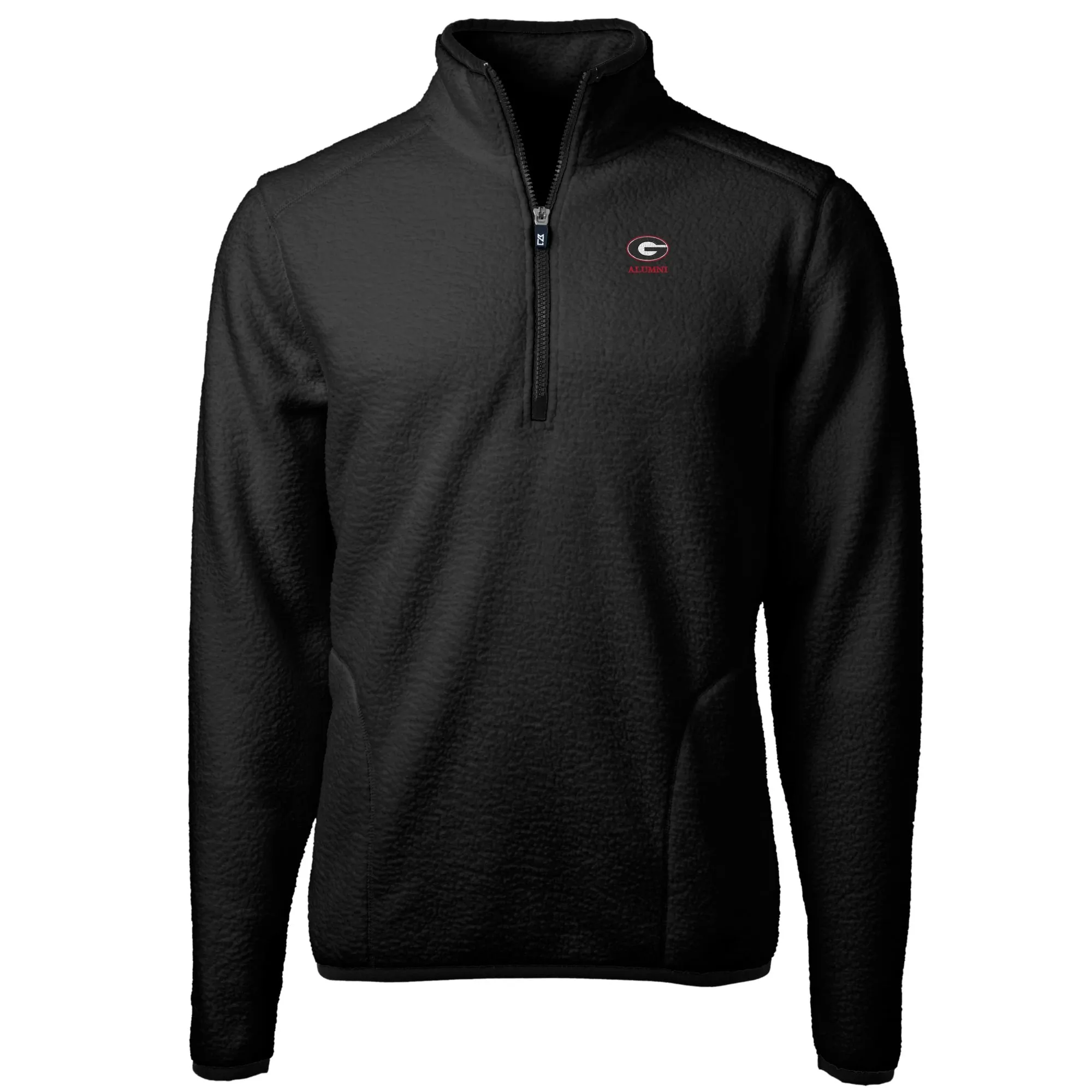 Men's Cutter & Buck  Black Georgia Bulldogs Alumni Logo Cascade Eco Sherpa Fleece Quarter-Zip Pullover Jacket