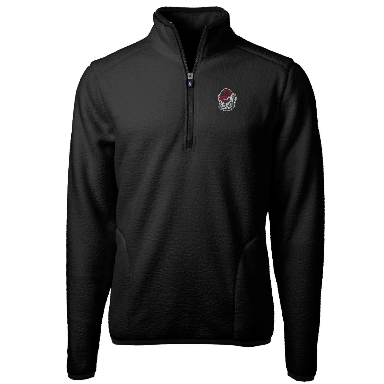 Men's Cutter & Buck Black Georgia Bulldogs Team Logo Cascade Eco Sherpa Fleece Quarter-Zip Pullover Jacket